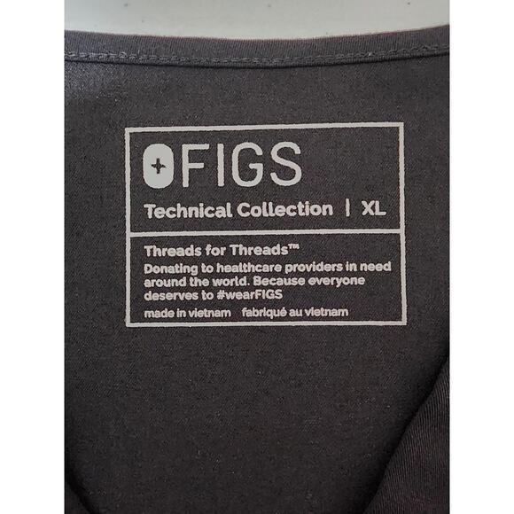 FIGS Medical Scrub Top Womens XL Black Catarina Technical V Neck Pocket Vet Tech - Picture 8 of 12